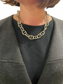 COLLIER ARGENT MAILLE MARINE