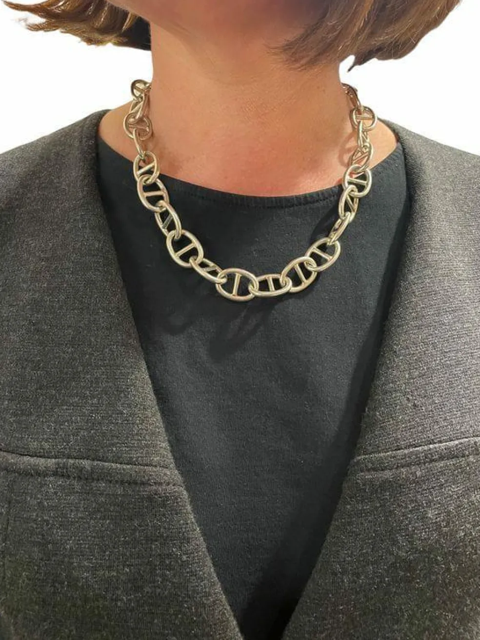 COLLIER ARGENT MAILLE MARINE
