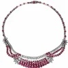 Collier argent or jaune rubis diamants