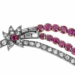 Collier argent or jaune rubis diamants
