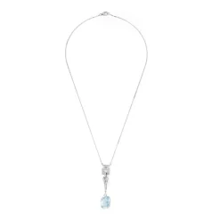 Collier Art Déco Platine Aigue marine