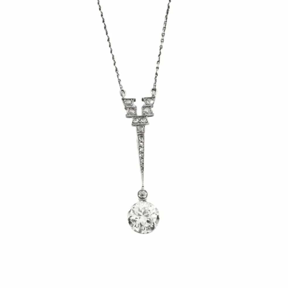 Collier Art Déco Platine et Diamant