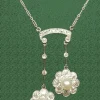 Collier art deco négligé or jaune 18k platine diamants perles