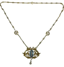 Collier Art Nouveau Diamants Email Perles
