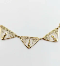 Collier Art Nouveau or jaune, motifs filigranés finement travaillés (circa 1910)