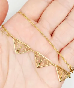Collier Art Nouveau or jaune, motifs filigranés finement travaillés (circa 1910)