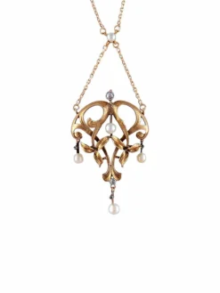 Collier Art Nouveau Perles et Diamants