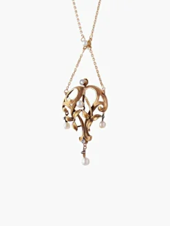 Collier Art Nouveau Perles et Diamants