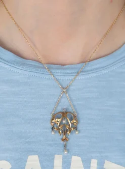 Collier Art Nouveau Perles et Diamants