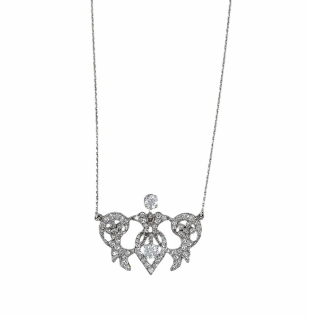 COLLIER ART NOUVEAU PLATINE & DIAMANTS