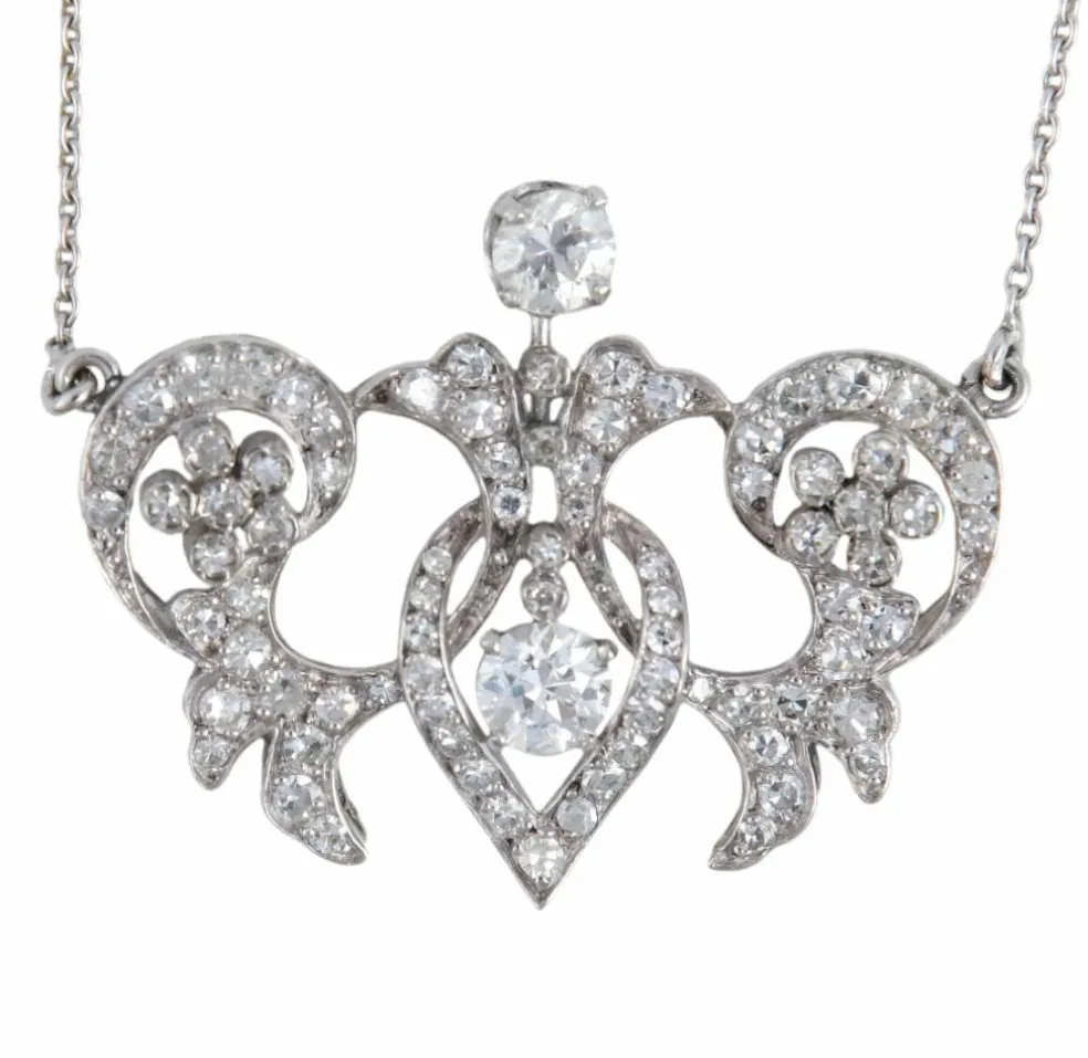 COLLIER ART NOUVEAU PLATINE & DIAMANTS