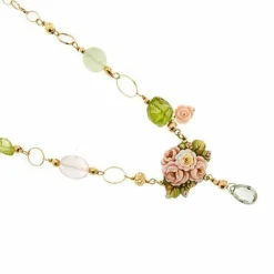 Collier avec fleur en émail et pierres précieuses