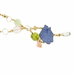 Collier avec fleur en émail et pierres précieuses