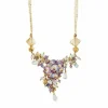 Collier avec fleur émaillée, diamants et pierres précieuses
