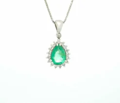 Collier avec émeraude brésilienne et diamants