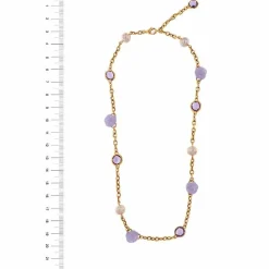 Collier avec perles, améthystes et jade lavande