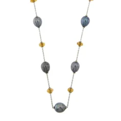 Collier avec perles et quartz citrine
