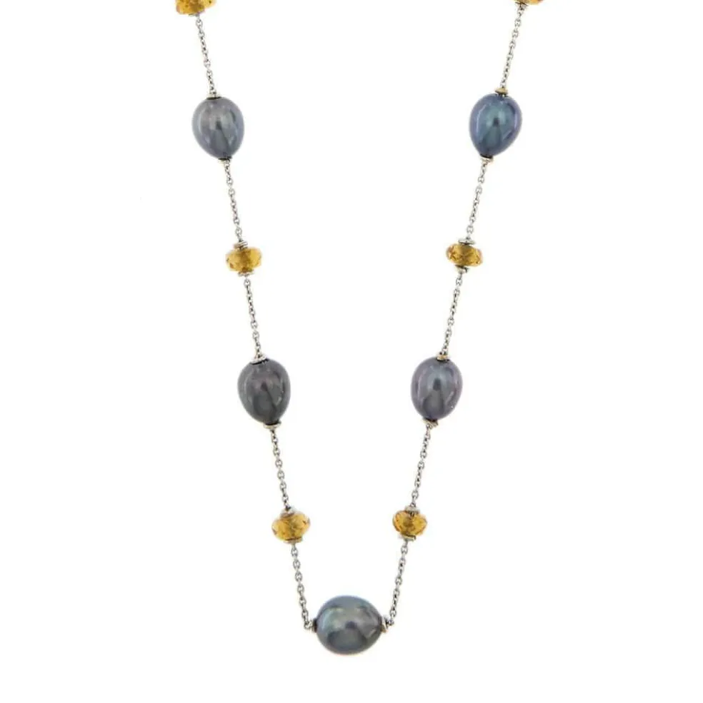 Collier avec perles et quartz citrine