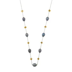 Collier avec perles et quartz citrine