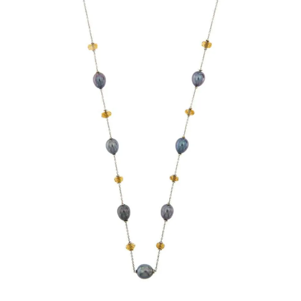 Collier avec perles et quartz citrine