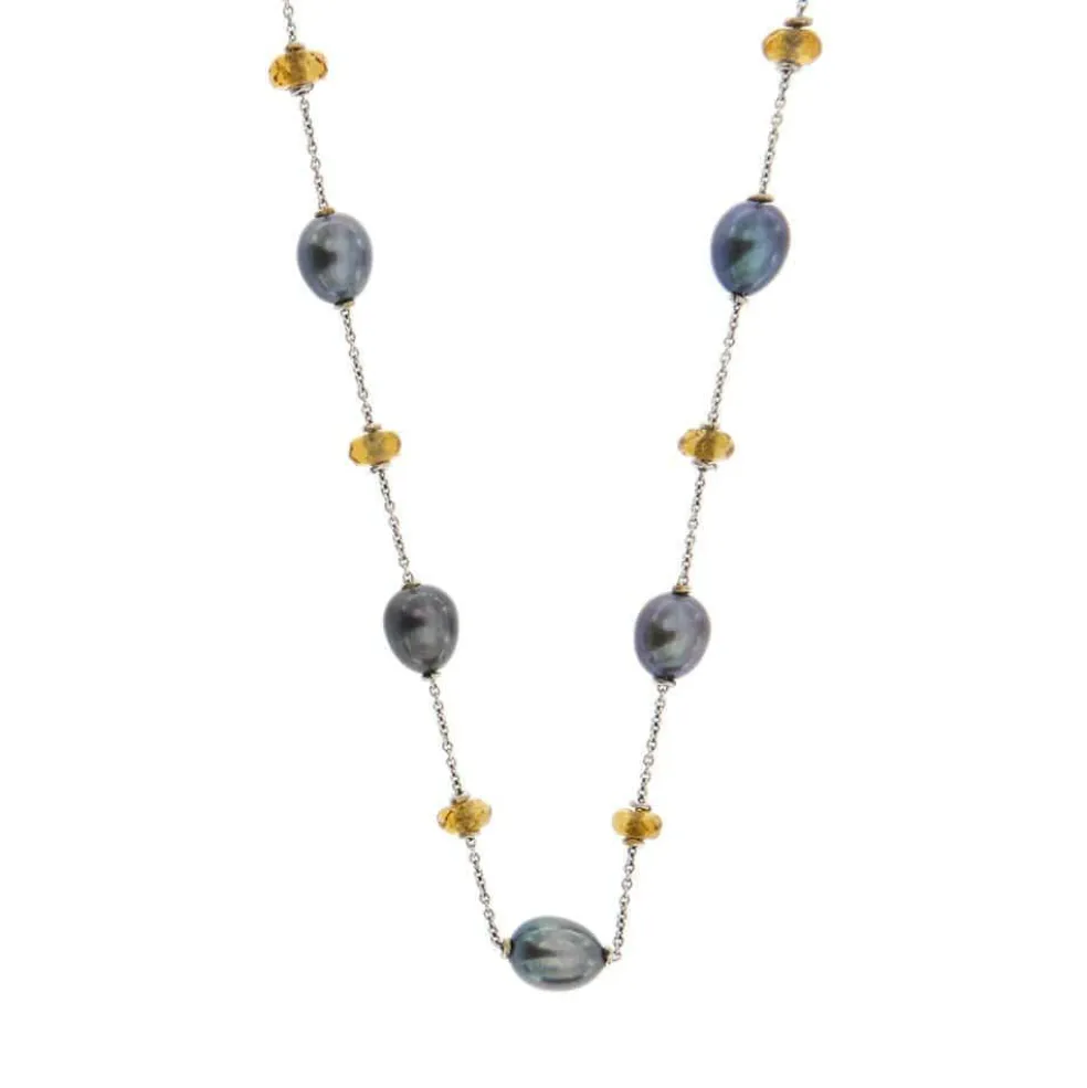 Collier avec perles et quartz citrine
