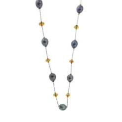 Collier avec perles et quartz citrine