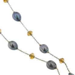 Collier avec perles et quartz citrine