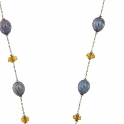Collier avec perles et quartz citrine