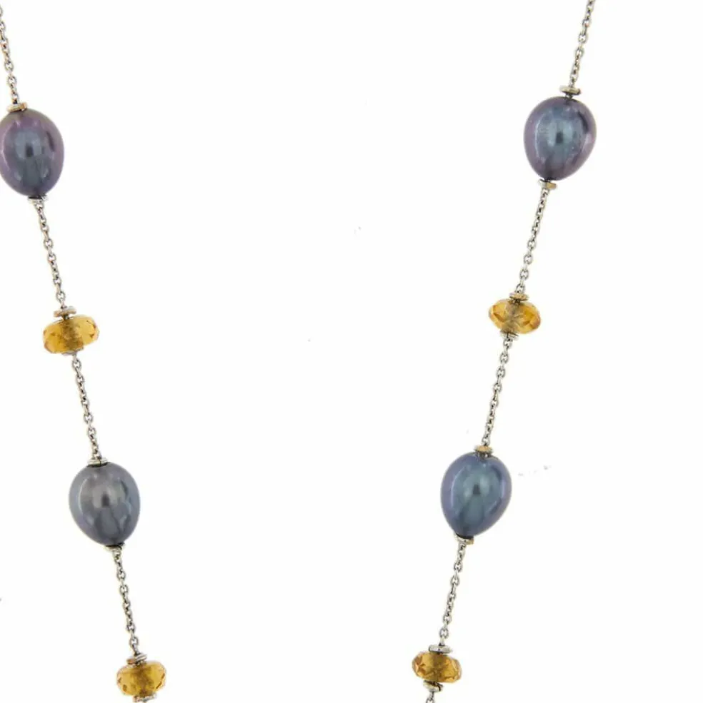 Collier avec perles et quartz citrine