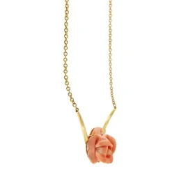 Collier avec rose corail et diamants