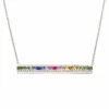 Collier barrette saphirs multicolores diamants or blanc
