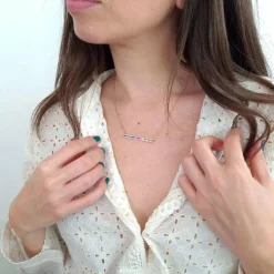 Collier barrette saphirs multi couleur diamants or rose