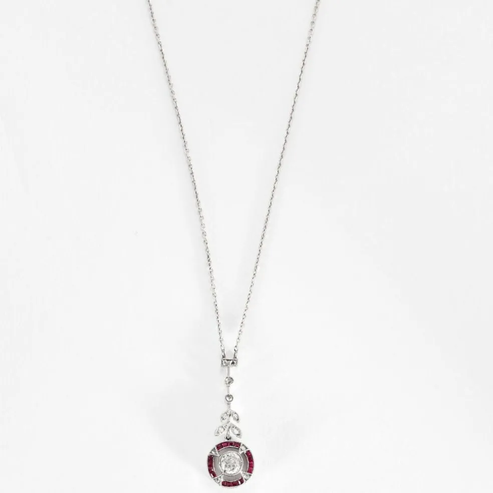 Collier belle époque or blanc diamants