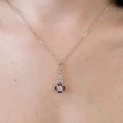 Collier belle époque or blanc diamants