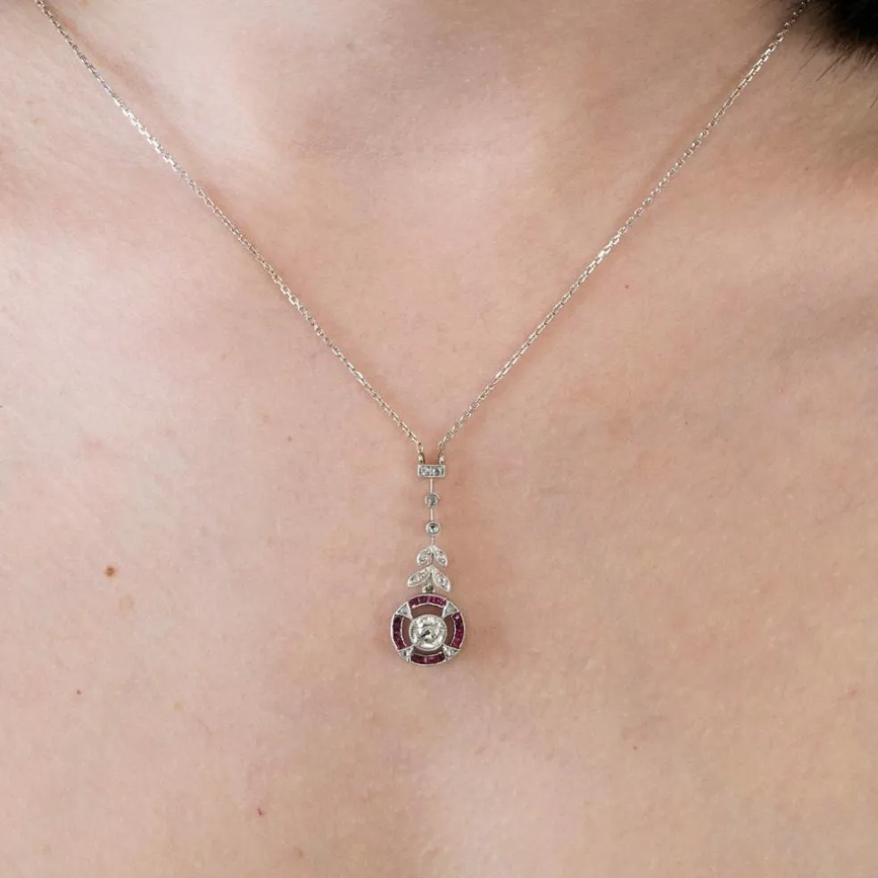 Collier belle époque or blanc diamants