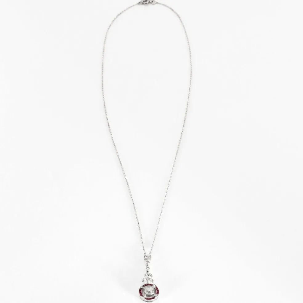 Collier belle époque or blanc diamants