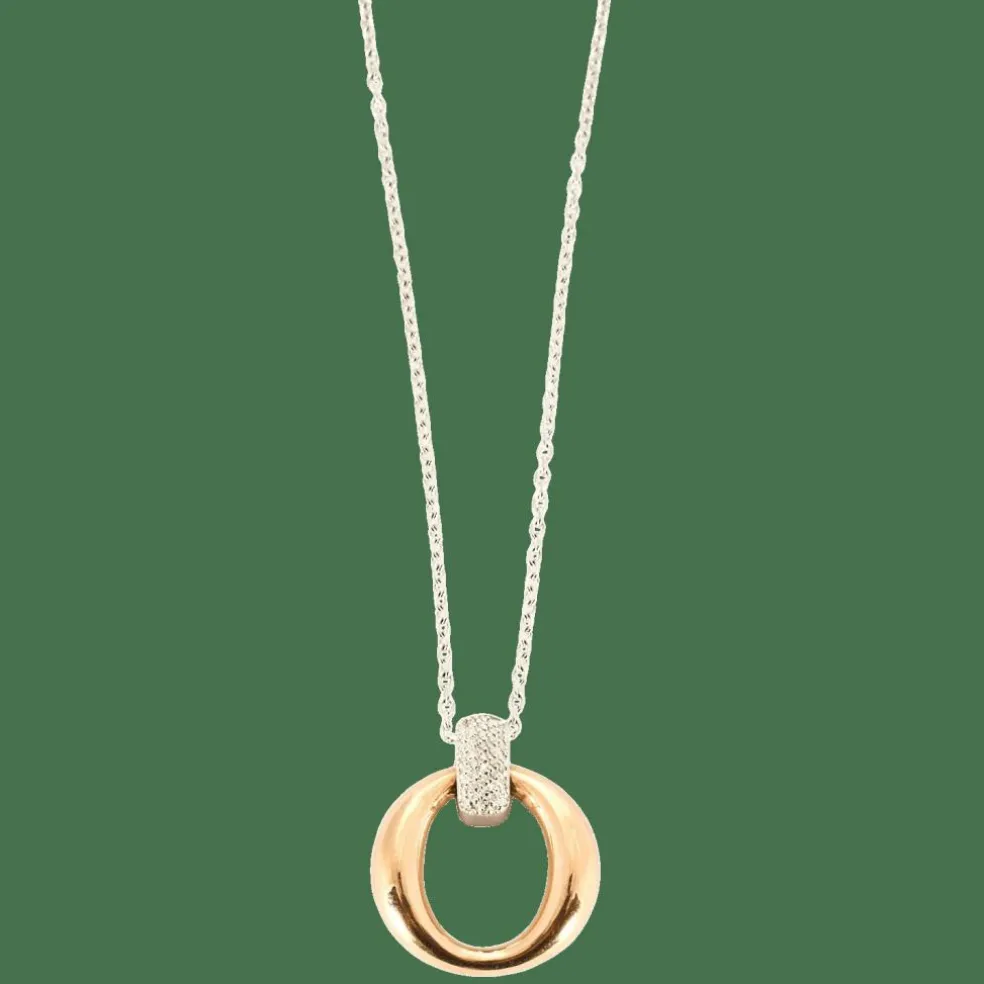 Collier bicolore or rose et blanc, diamants