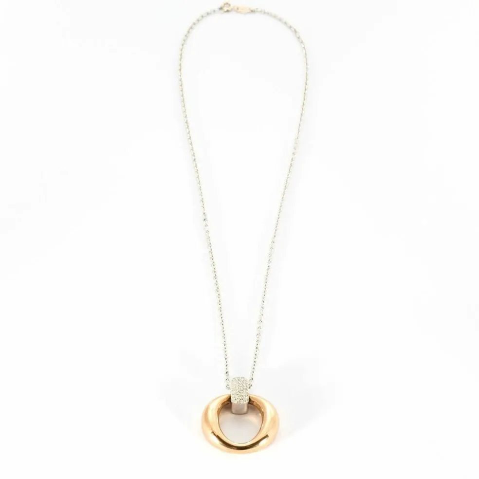 Collier bicolore or rose et blanc, diamants