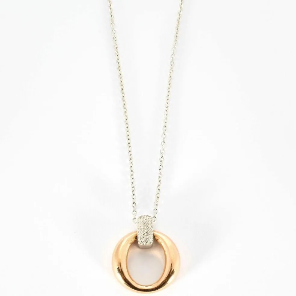 Collier bicolore or rose et blanc, diamants