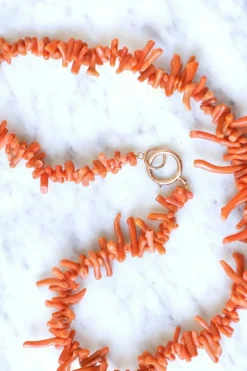 Collier branche corail fermoir or rose