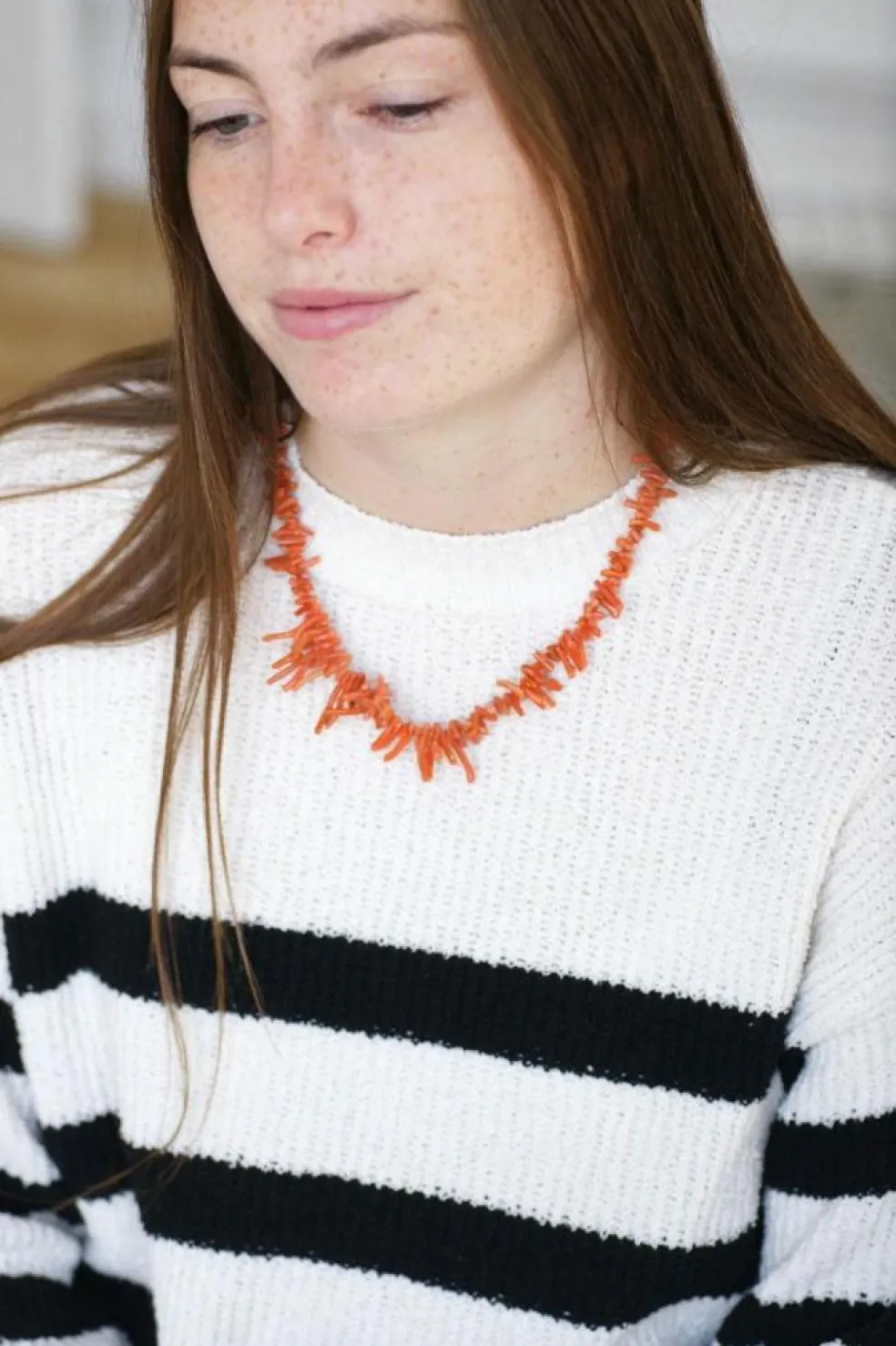 Collier branche corail fermoir or rose