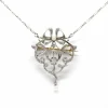Collier broche or jaune platine perle diamants