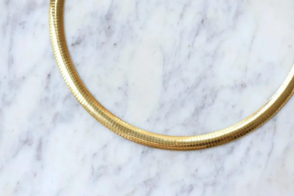 Collier cable en Or Jaune, maille oméga