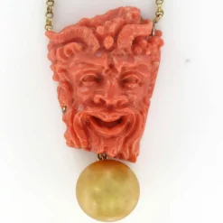 Collier camée corail, perle gold et perles d'or