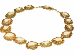Collier cannetille or, pierres citrines