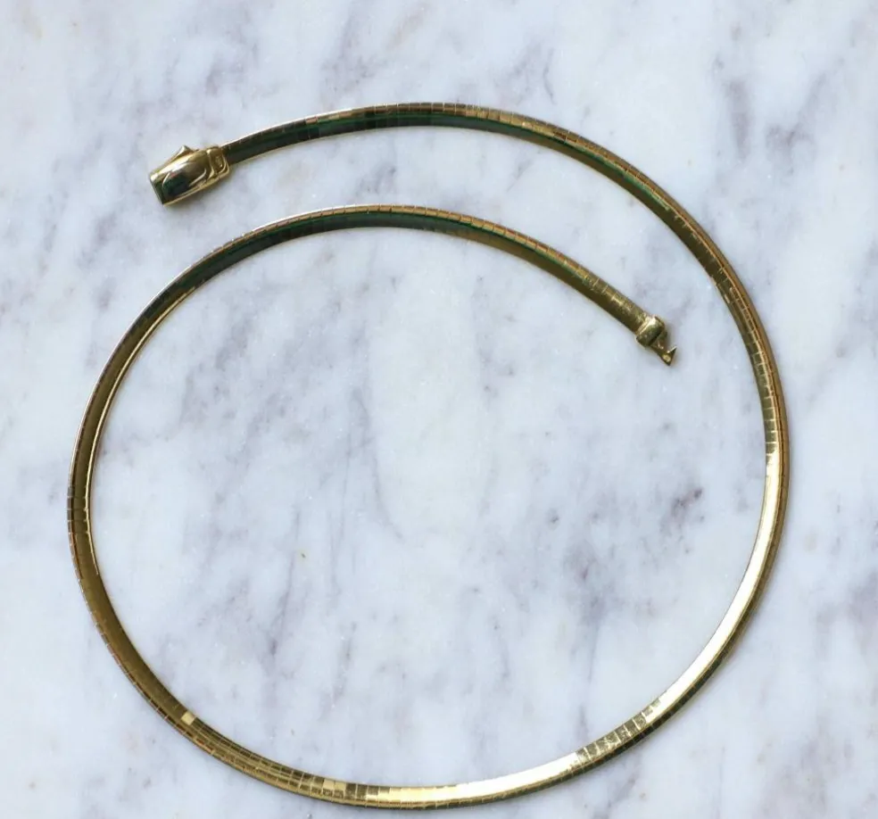 Collier Câble 2 Ors réversible maille oméga