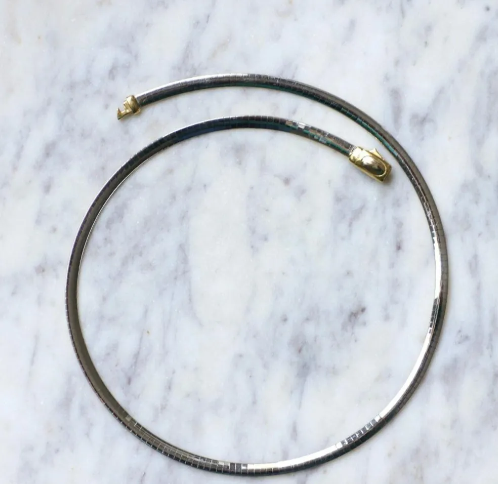Collier Câble 2 Ors réversible maille oméga