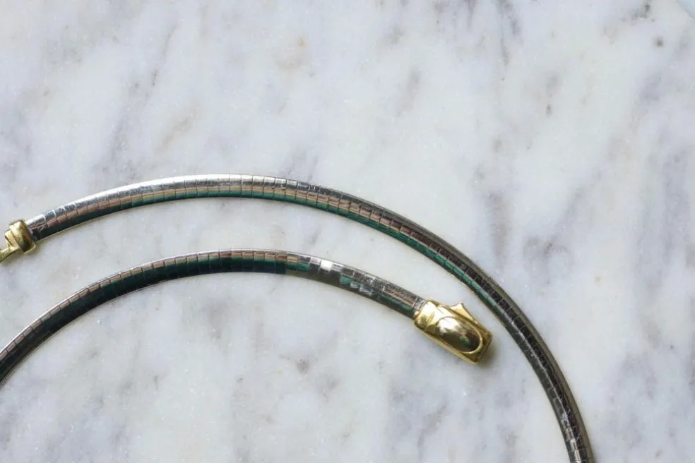 Collier Câble 2 Ors réversible maille oméga