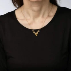 Collier cerf diamants