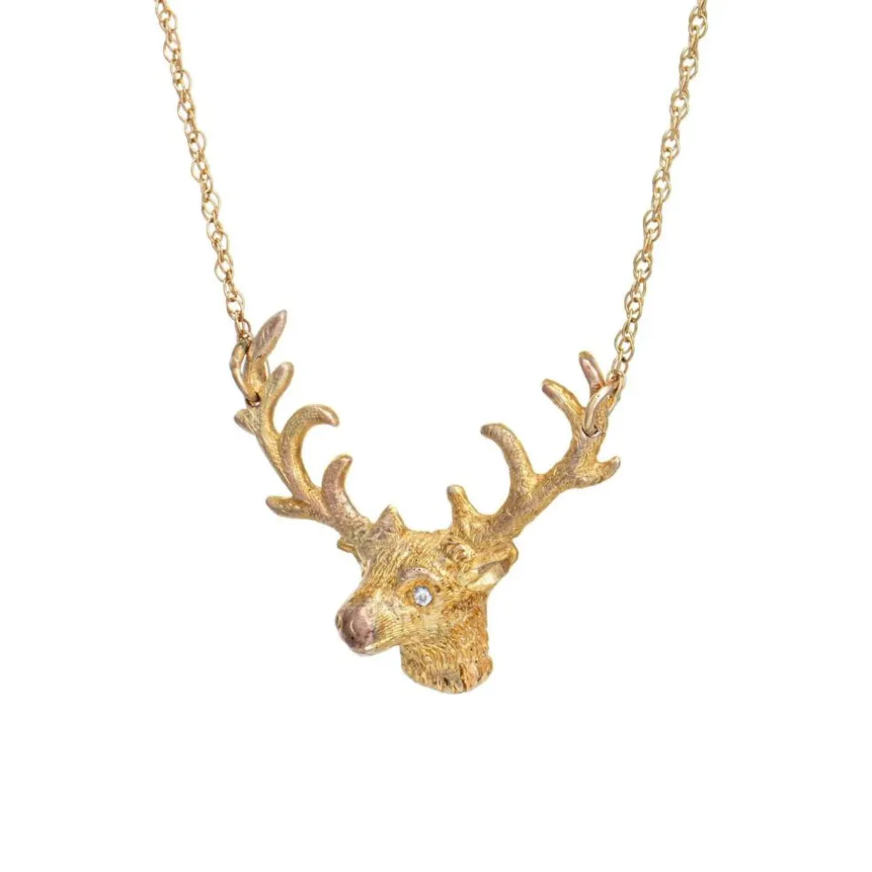 Collier cerf diamants